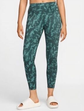 Nike One Women's High -Waisted 7/8 Length Printed Leggings Small Green Black NWT